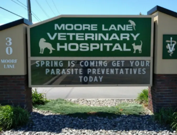 Moore Lane Veterinary Hospital's sign